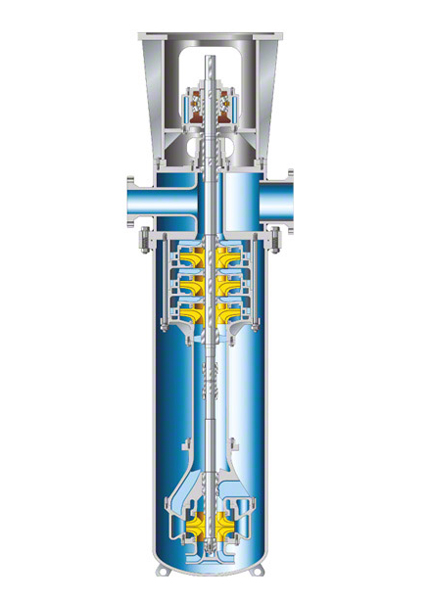 Fig. 1 Vertical pump: Vertical "can-type" model with double-entry suction stage