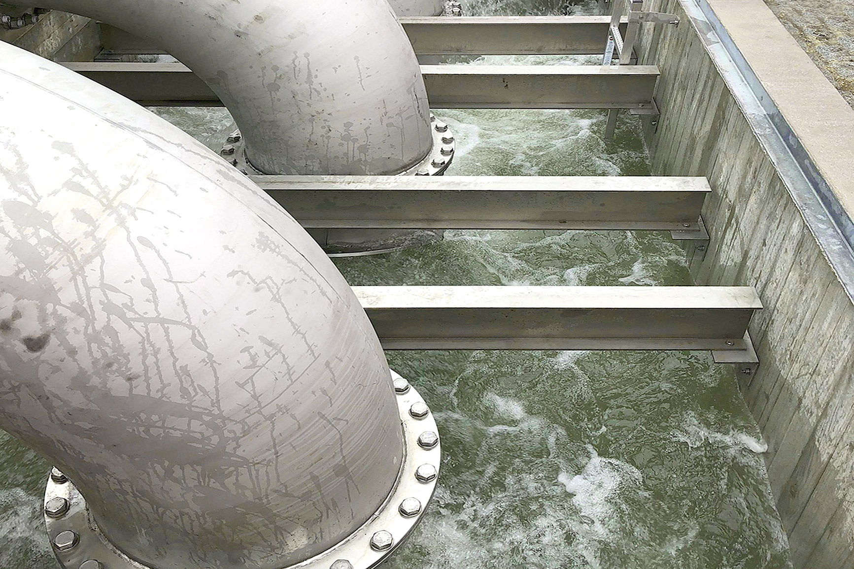 A water drainage basin during a test run