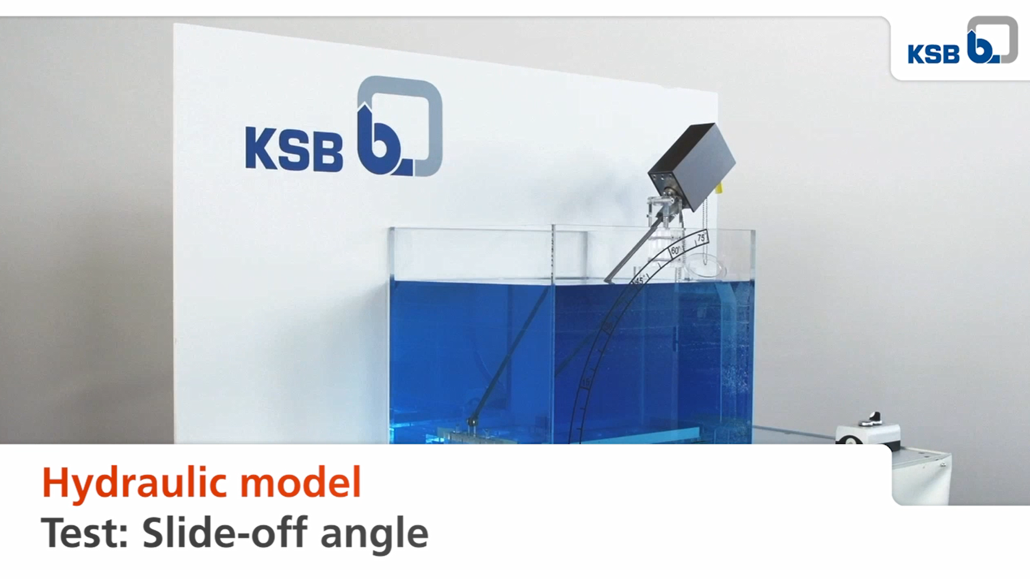 Testopstelling bij KSB voor het bepalen van de juiste hellingshoek