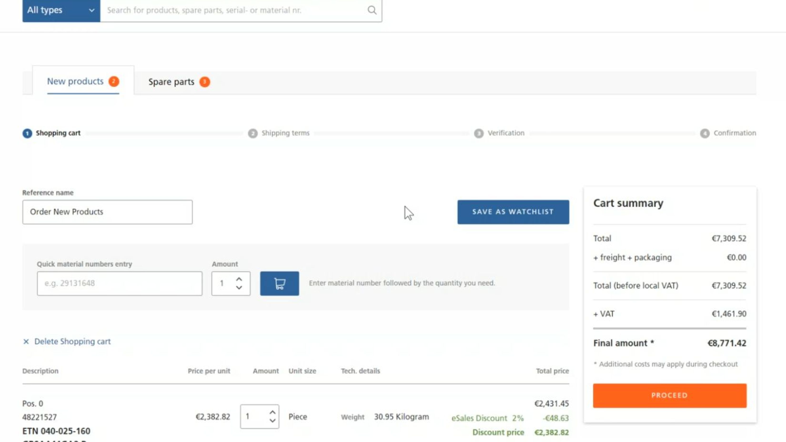 How to order new products and spare parts
